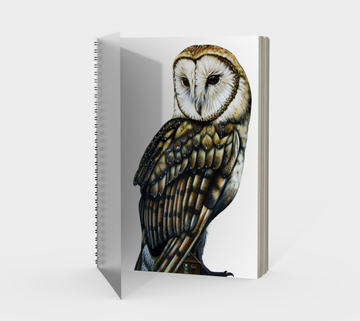 Spiral Bound notebook with owl painting by Canadian artist Leah Pipe 'The Guardian'  Great gifts for writers. Great gifts for owl lovers. Great housewarming gift