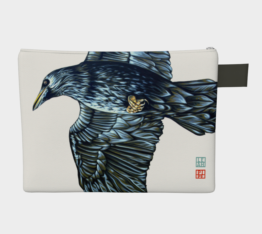 Carry-all zipper pouches featuring printed artwork from Canadian artist Leah Pipe. Denim-lined carry-alls come in 4 handy sizes to make toting and organizing almost anything effortless.