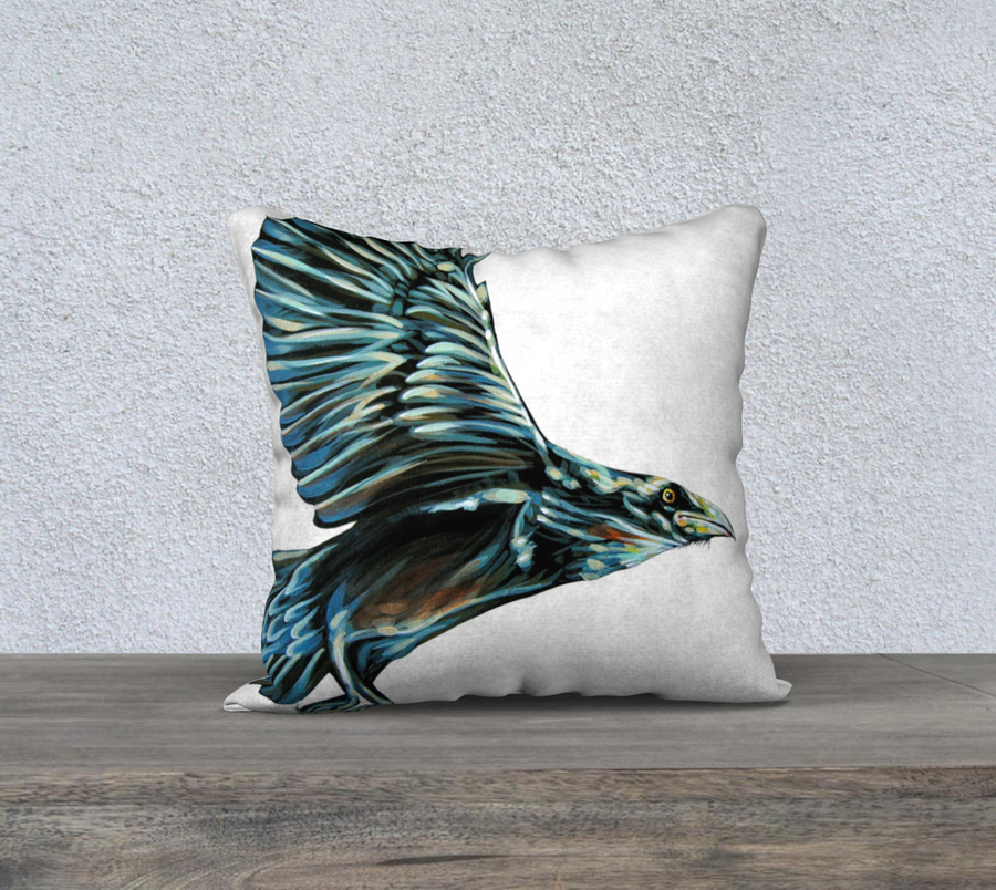 Beautiful pillowcases with raven painting by Canadian artist Leah Pipe