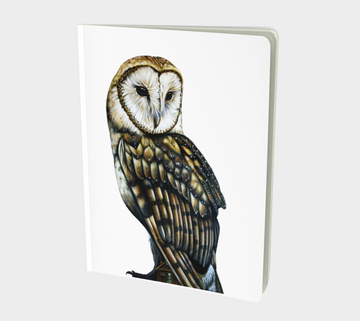 Notebook with owl painting by Canadian artist Leah Pipe