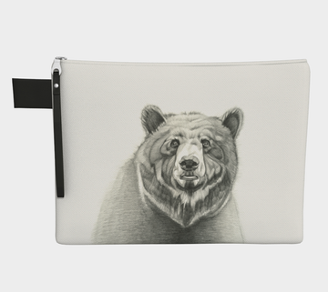 Carry-all zipper pouches featuring printed artwork created from the original drawing by Canadian artist Leah Pipe, from Hazelton, BC. Denim-lined carry-alls come in 4 handy sizes