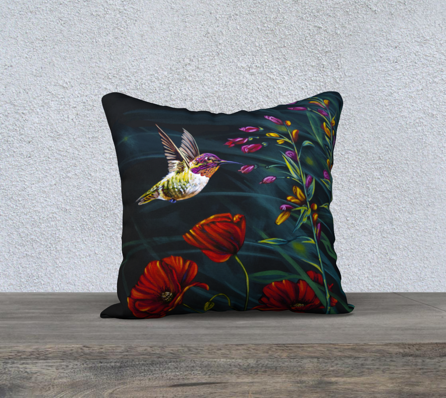 Joy Luck Love Hummingbird - 18x18 Pillow Cover