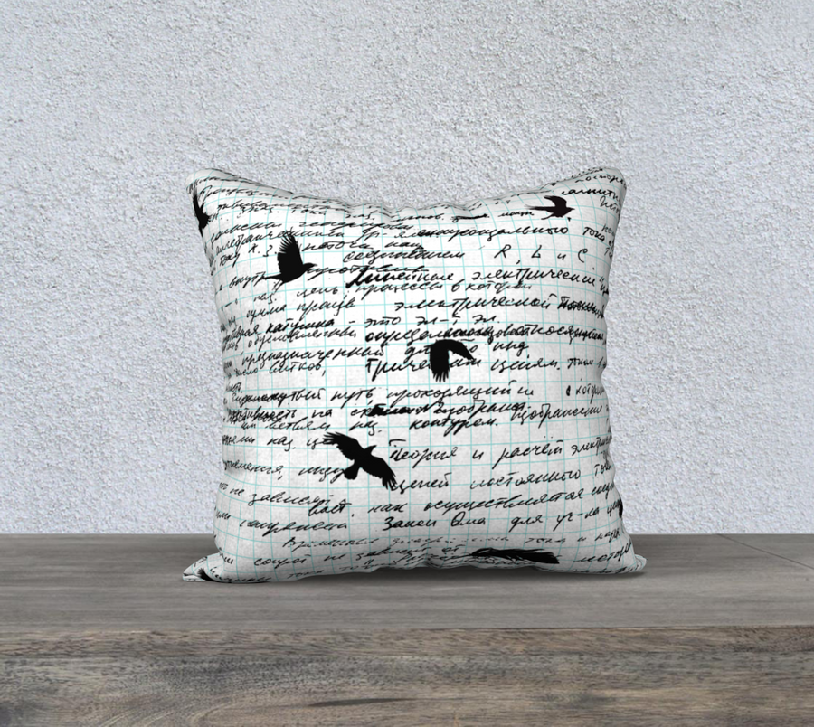 Raven Letter- 18 x 18 Pillow Cover