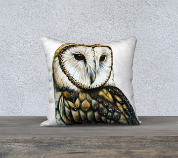 Pillow case with owl painting  by Canadian Artist Leah Pipe
