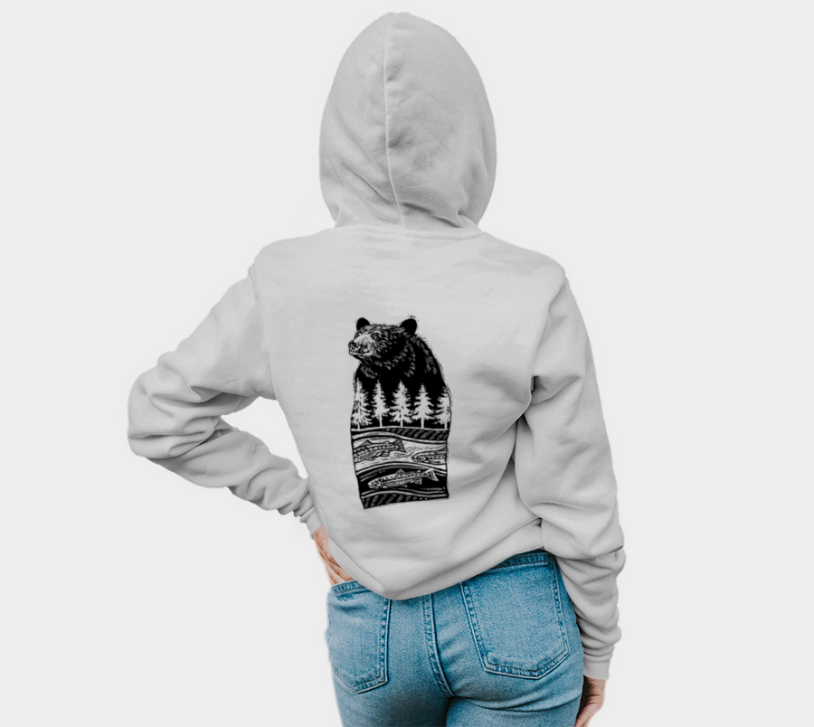 Bear River Dreaming of Salmon - Black Hoodie