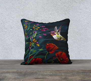Joy Luck Love Hummingbird - 18x18 Pillow Cover
