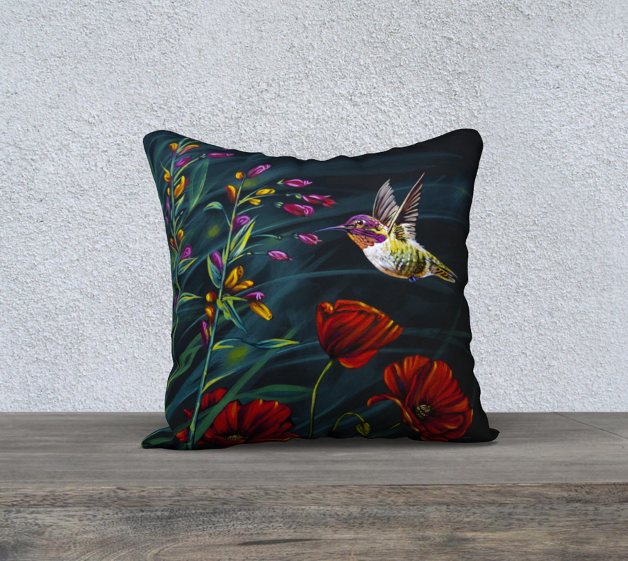 Joy Luck Love Hummingbird - 18x18 Pillow Cover