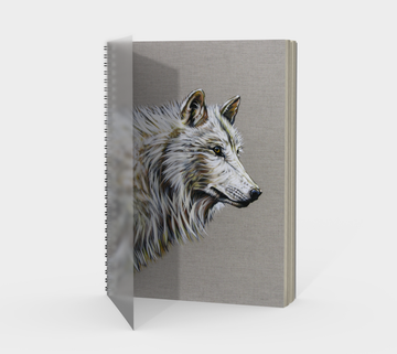 Spiral Bound notebook with wolf painting by Canadian artist Leah Pipe. 